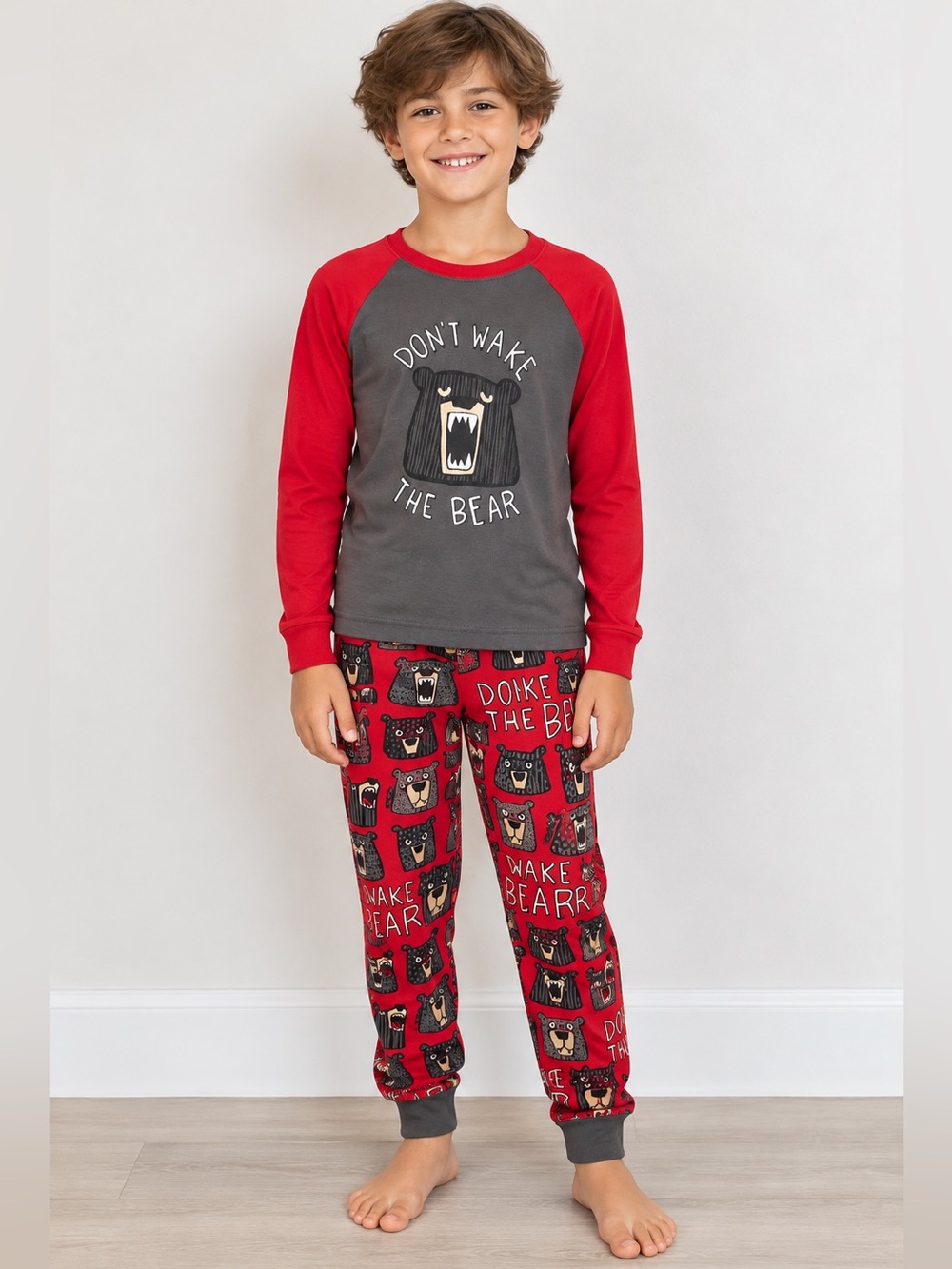 Lazy One Don’t Wake the Bear Pajama Set Size 10 Kids 100% Cotton